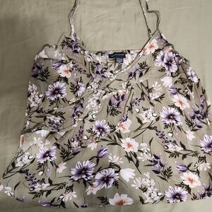 American Eagle Outfitters Floral Tank Top - Purple and White